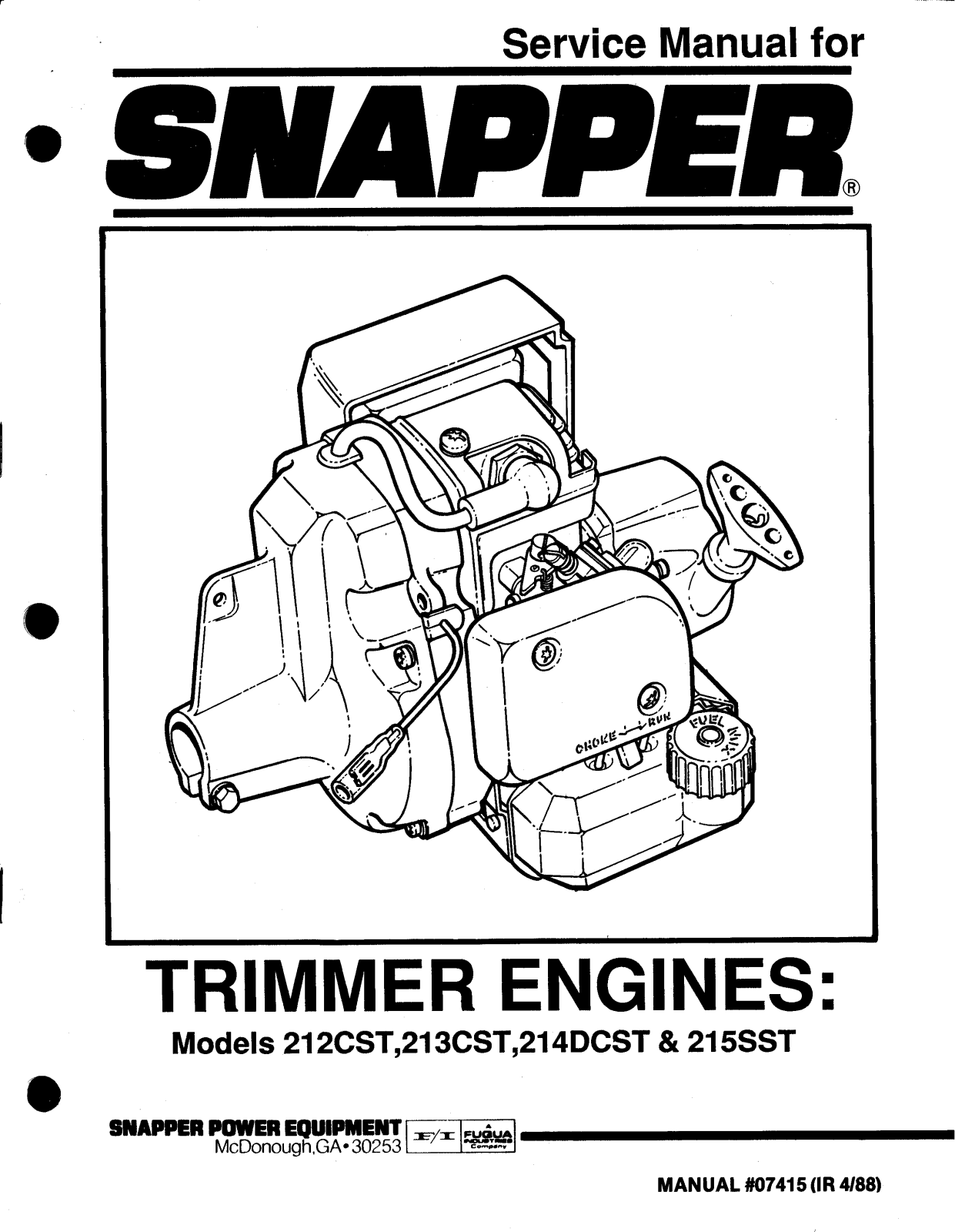 Snapper 215SST, 212CST, 214DCST User Manual