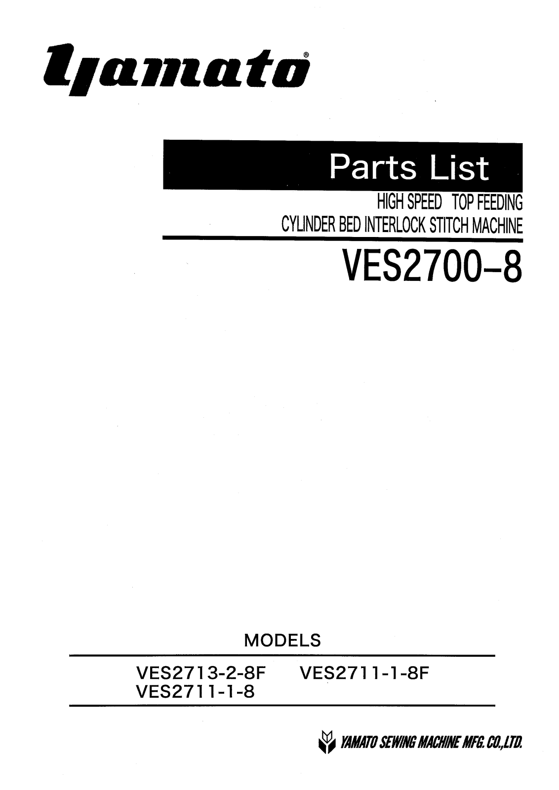 YAMATO VES2700-8 Parts List