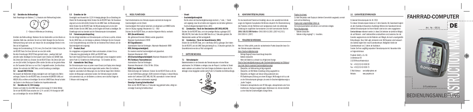 Prophete 0531 User Manual - ManualMachine.com