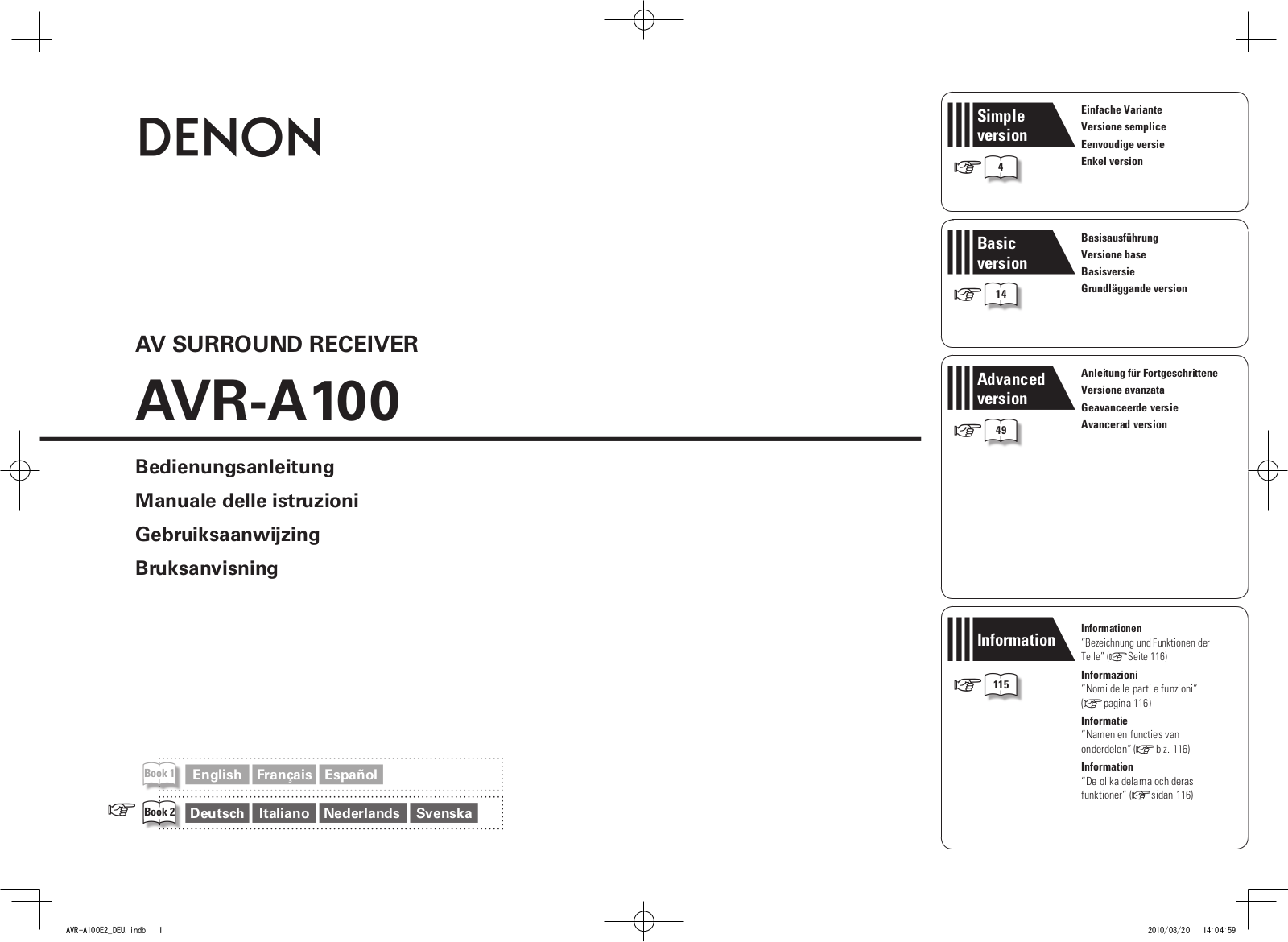 DENON AVR-A100 User Manual
