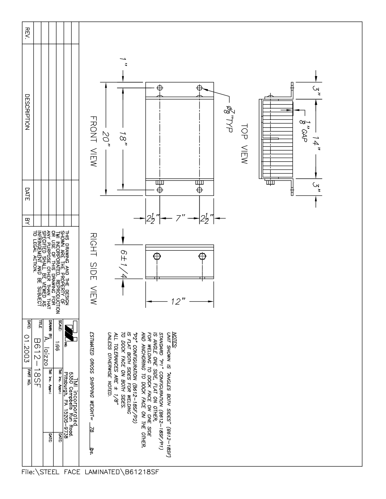 Tmi B61218SF Installation  Manual