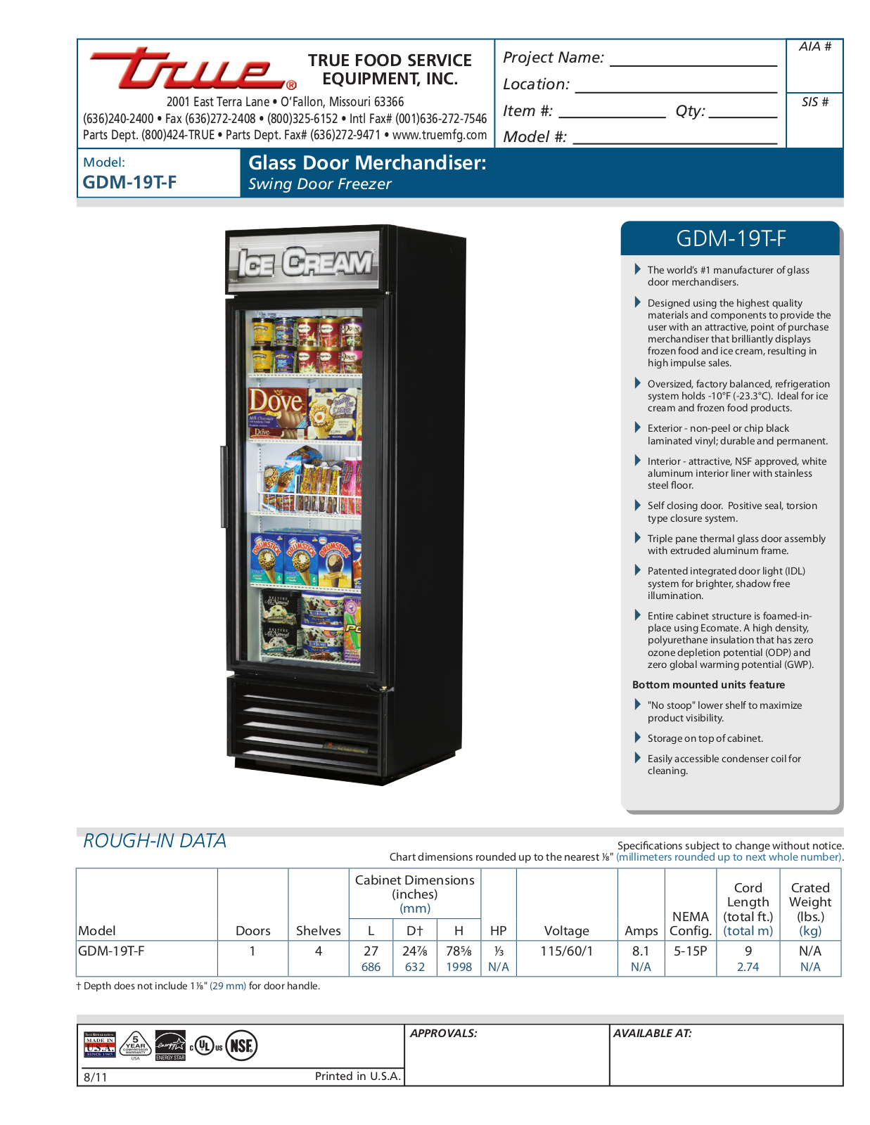 True GDM-19T-F User Manual