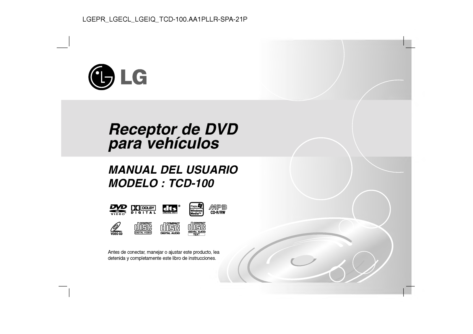 Lg TCD-100 User Manual