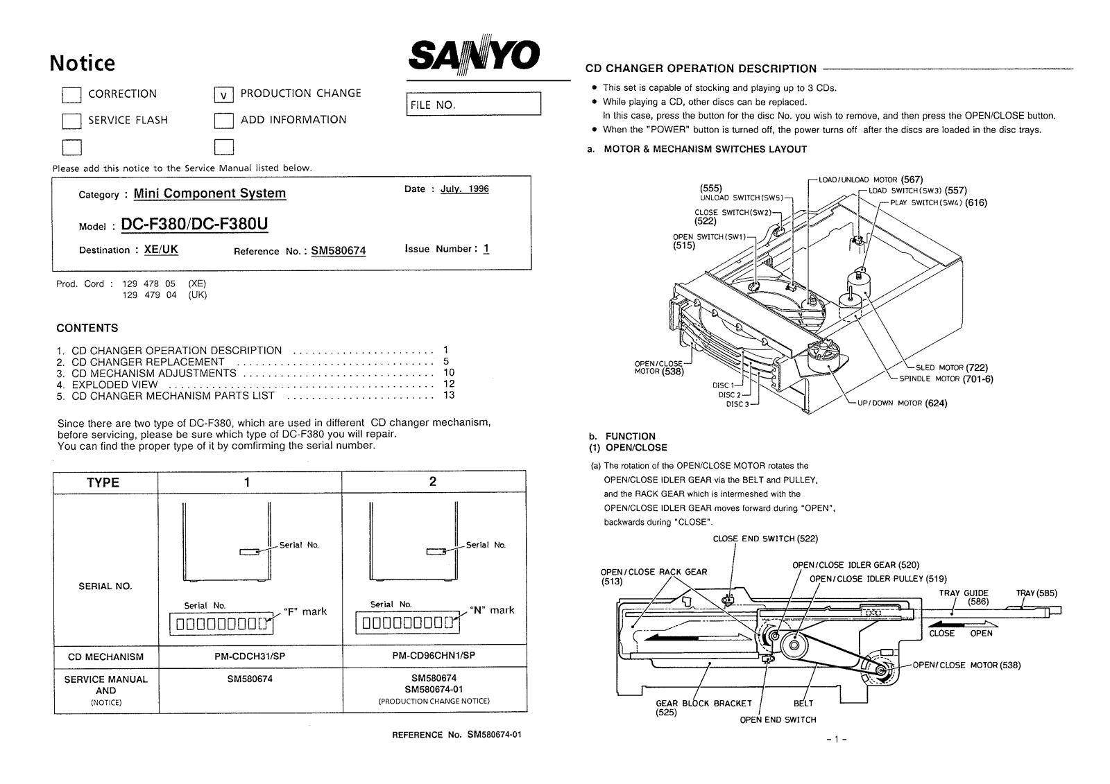 Sanyo DC-F380, DC-F380U Service Manual