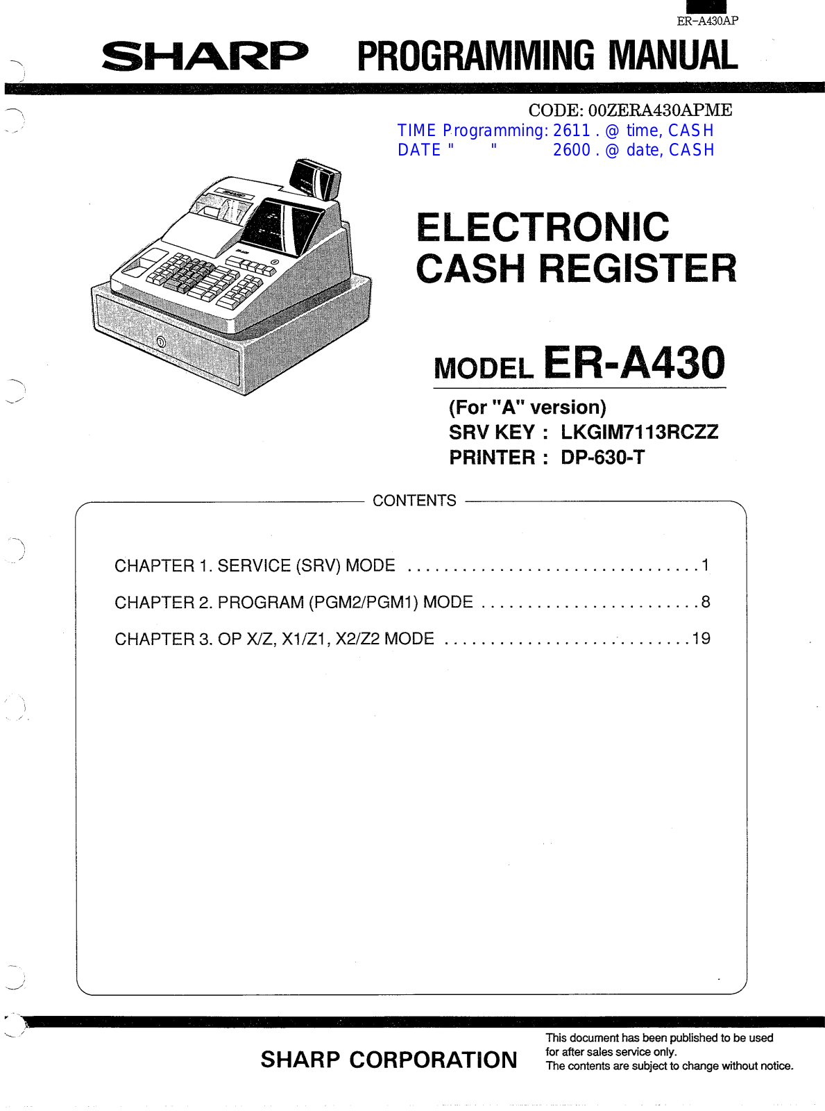 Sharp ER-A430 User Manual