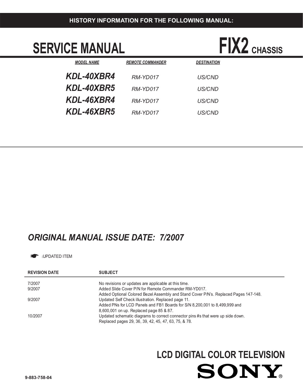 Sony FIX12 Service Manual