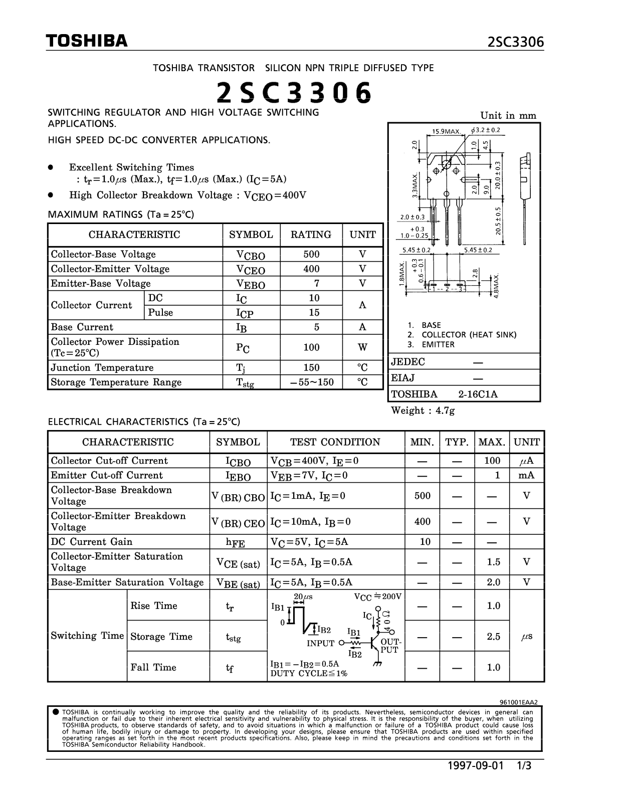 Datasheet 2SC3306 Specification - ManualMachine.com