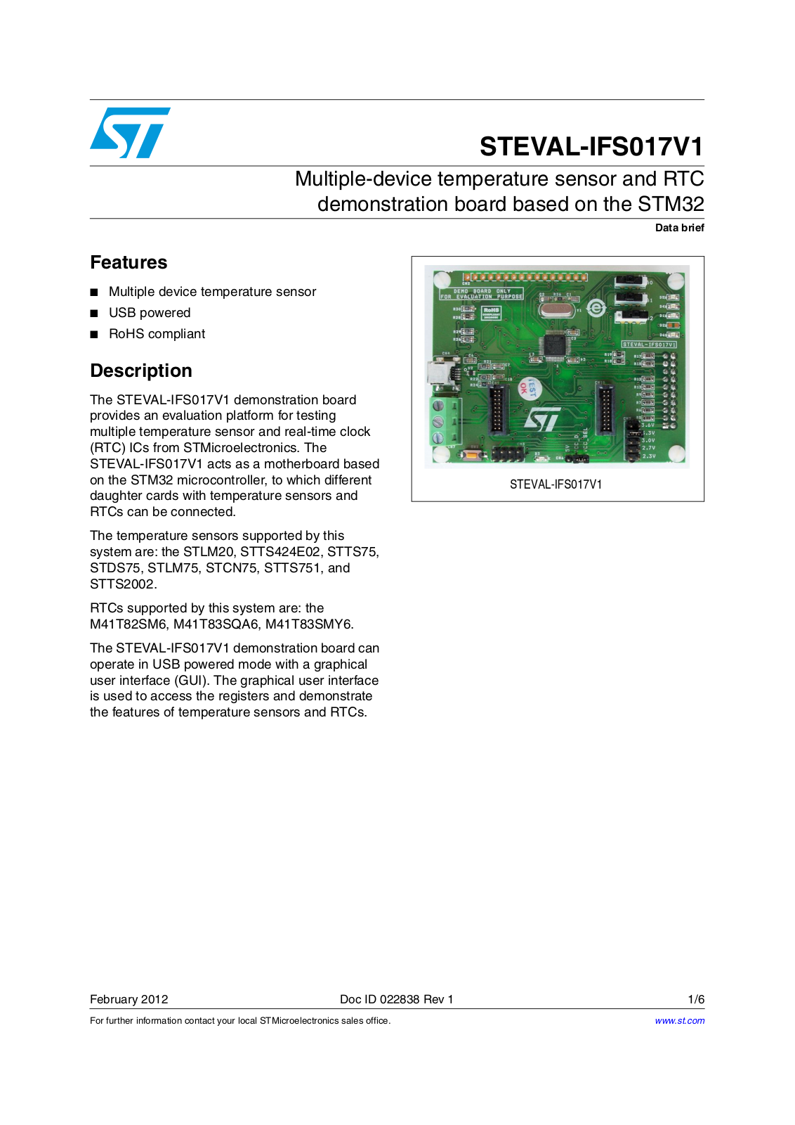 ST IFS017V1 User Manual