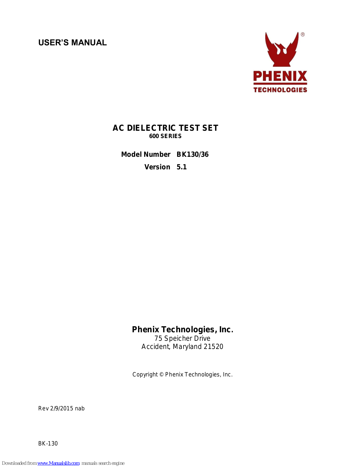 Phenix Technologies BK130, BK136 User Manual - ManualMachine.com