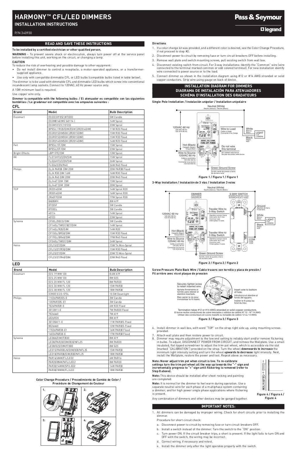 Legrand HCL453PTC User Manual