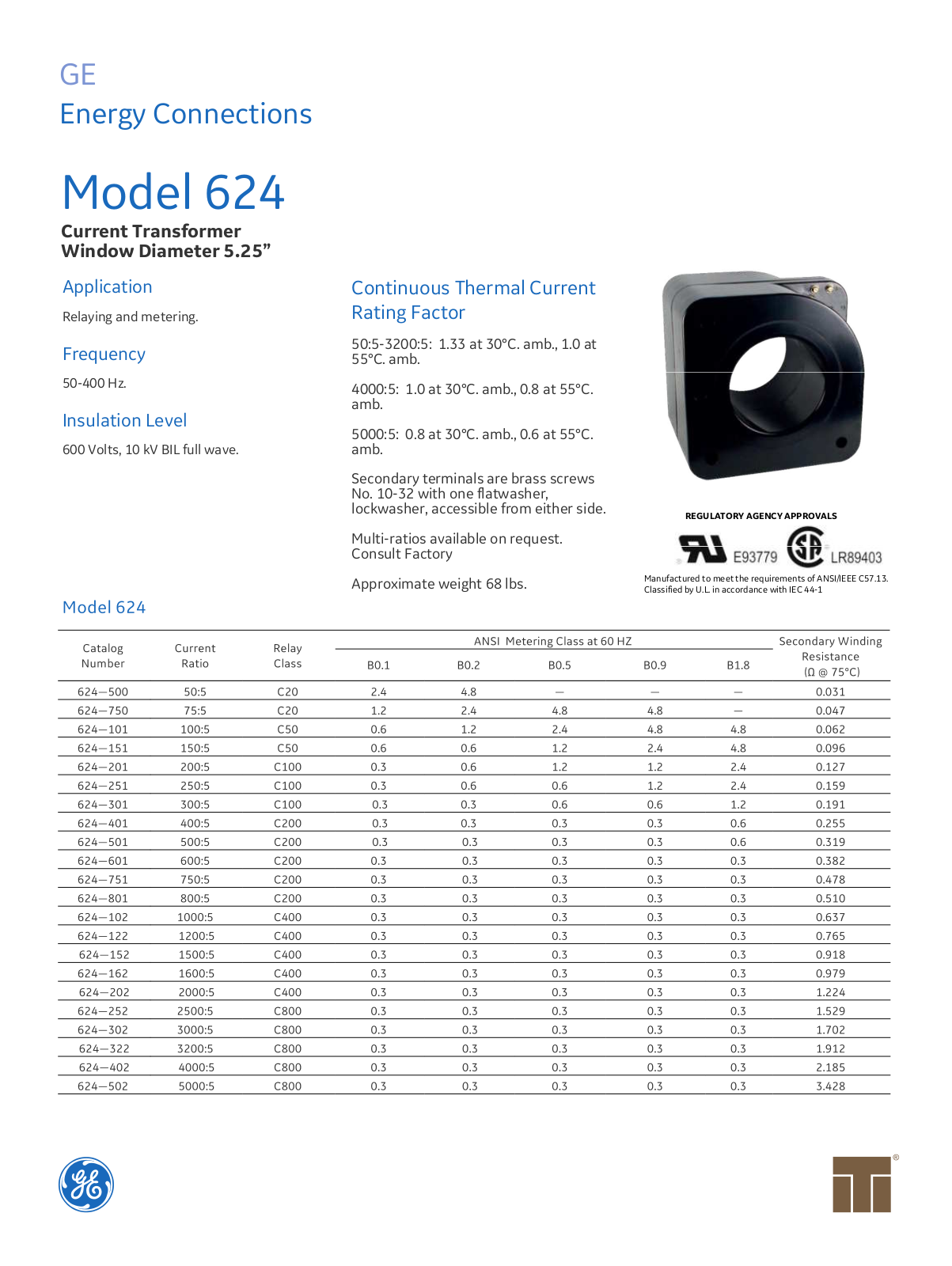 Instrument Transformer, Div of GE 624 Data Sheet - ManualMachine.com