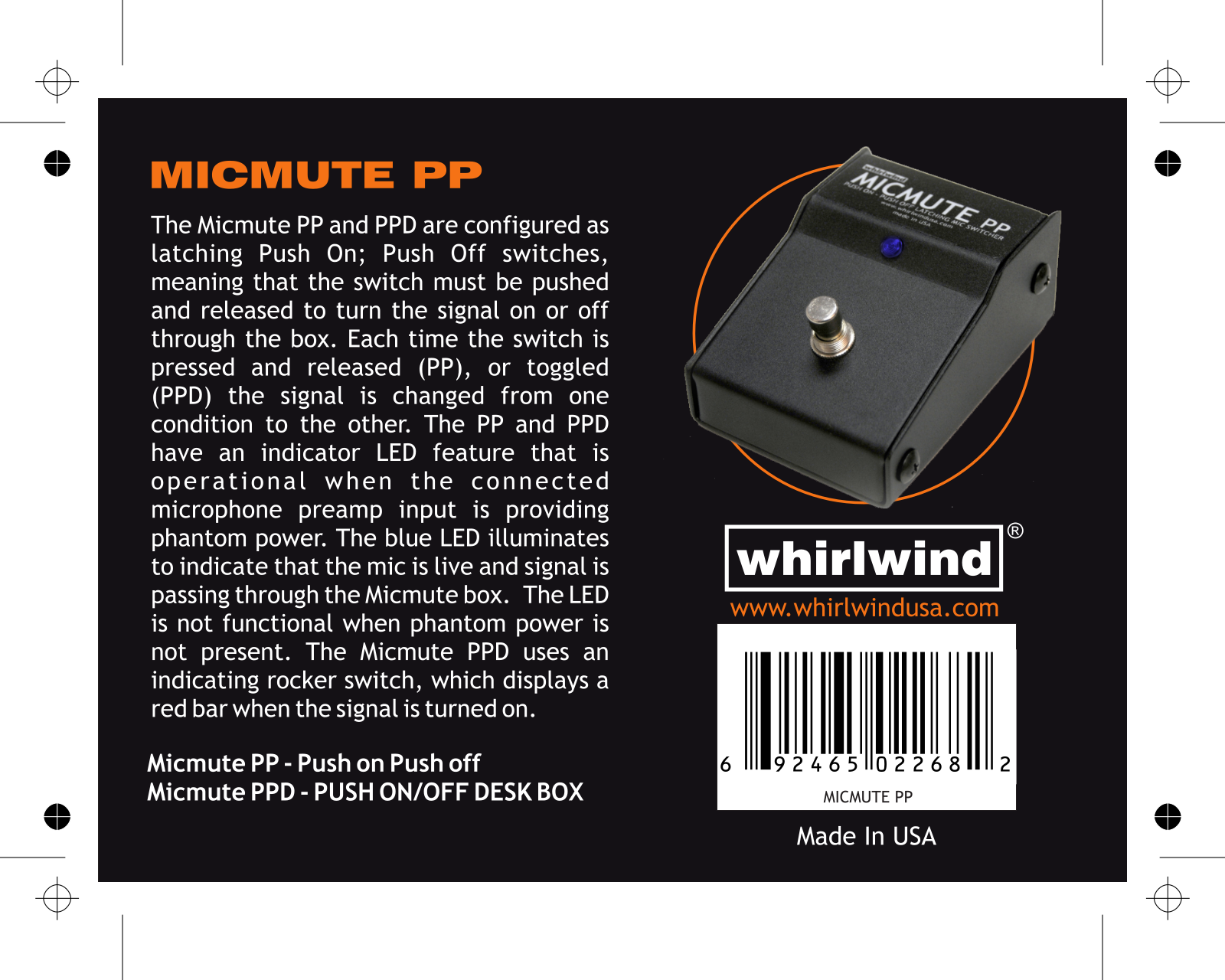 Whirlwind MICMUTE-PP User guide - ManualMachine.com
