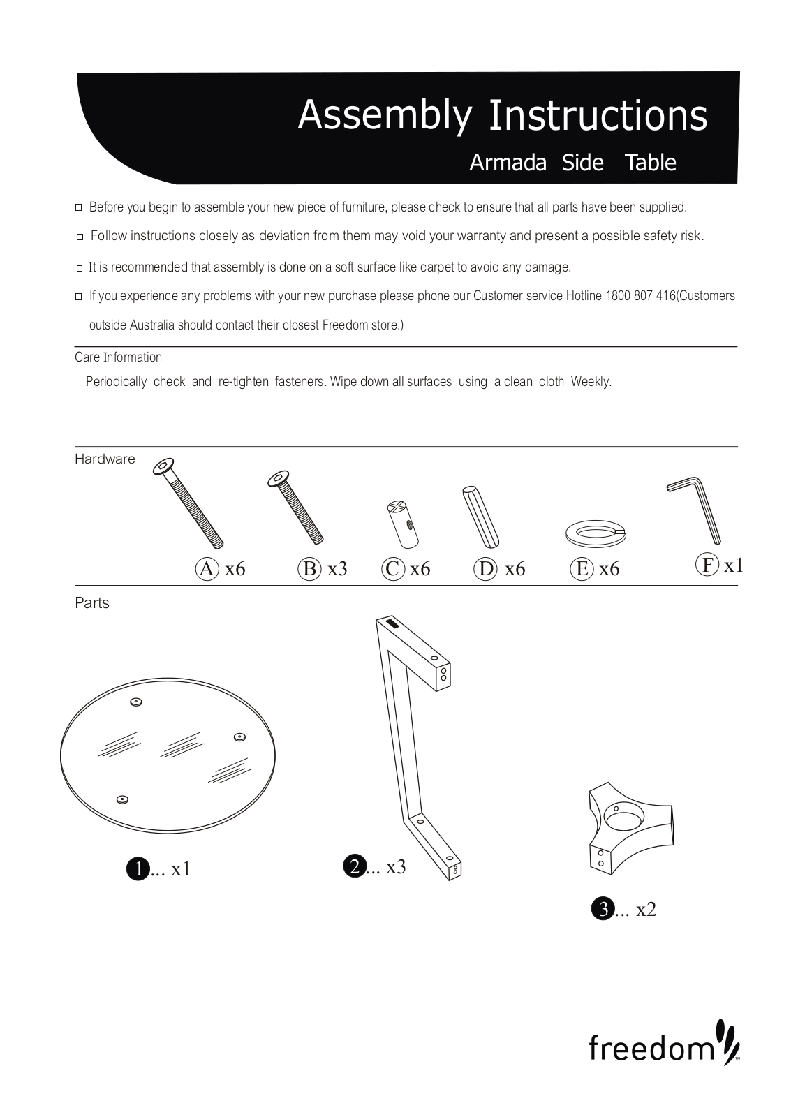 Freedom Armada Side Table Assembly Instruction