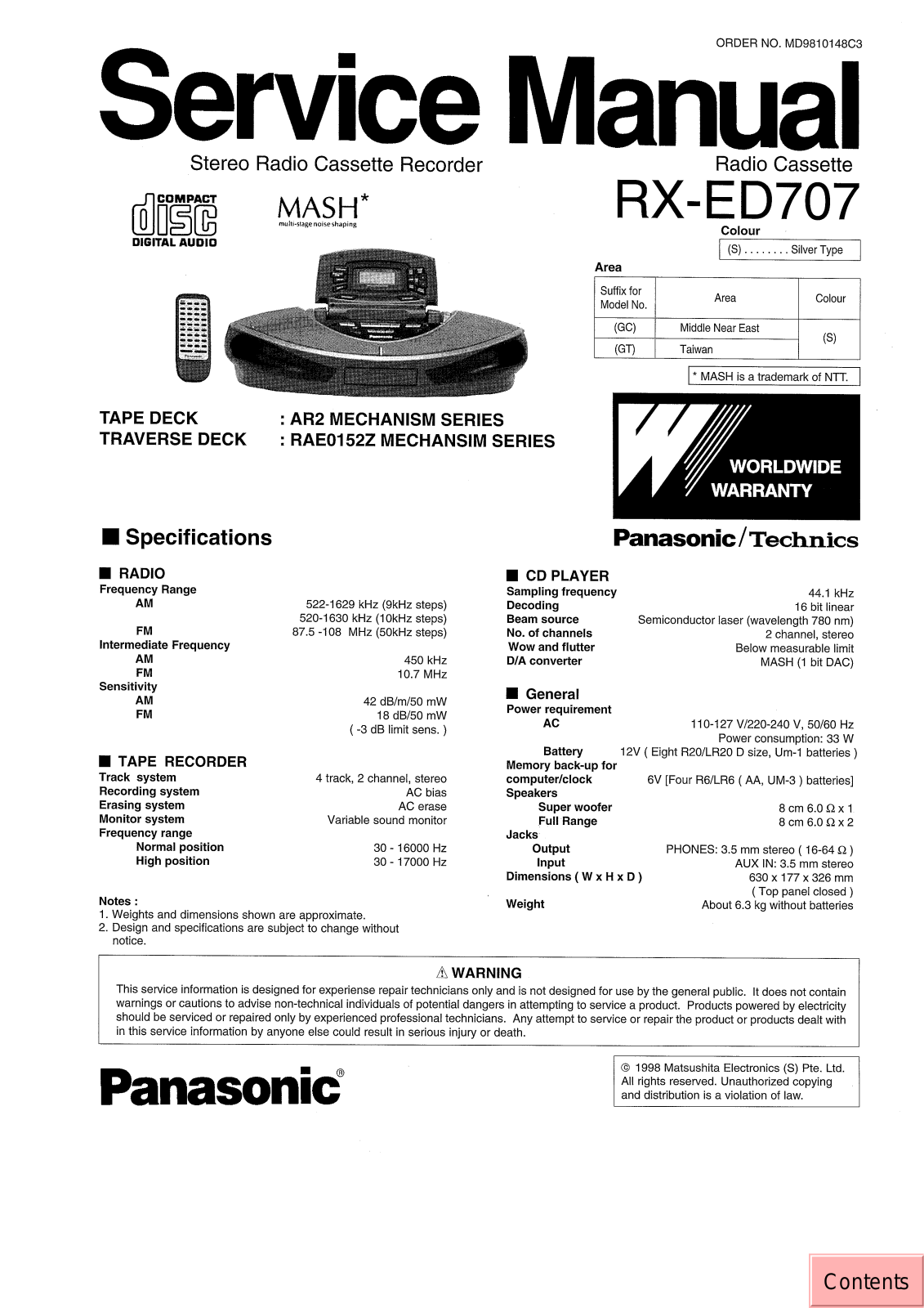 JVC RX ED707 GC Service Manual