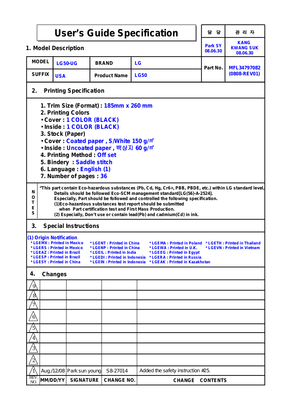 LG 42LG50-UG User Manual