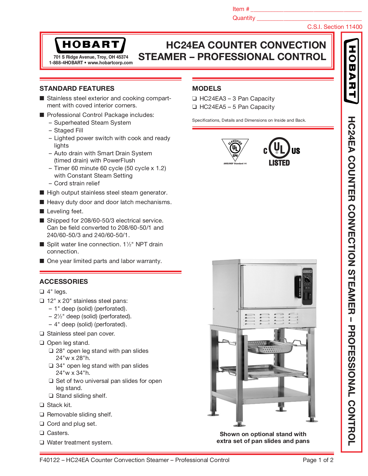 Hobart HC24EA5 User Manual