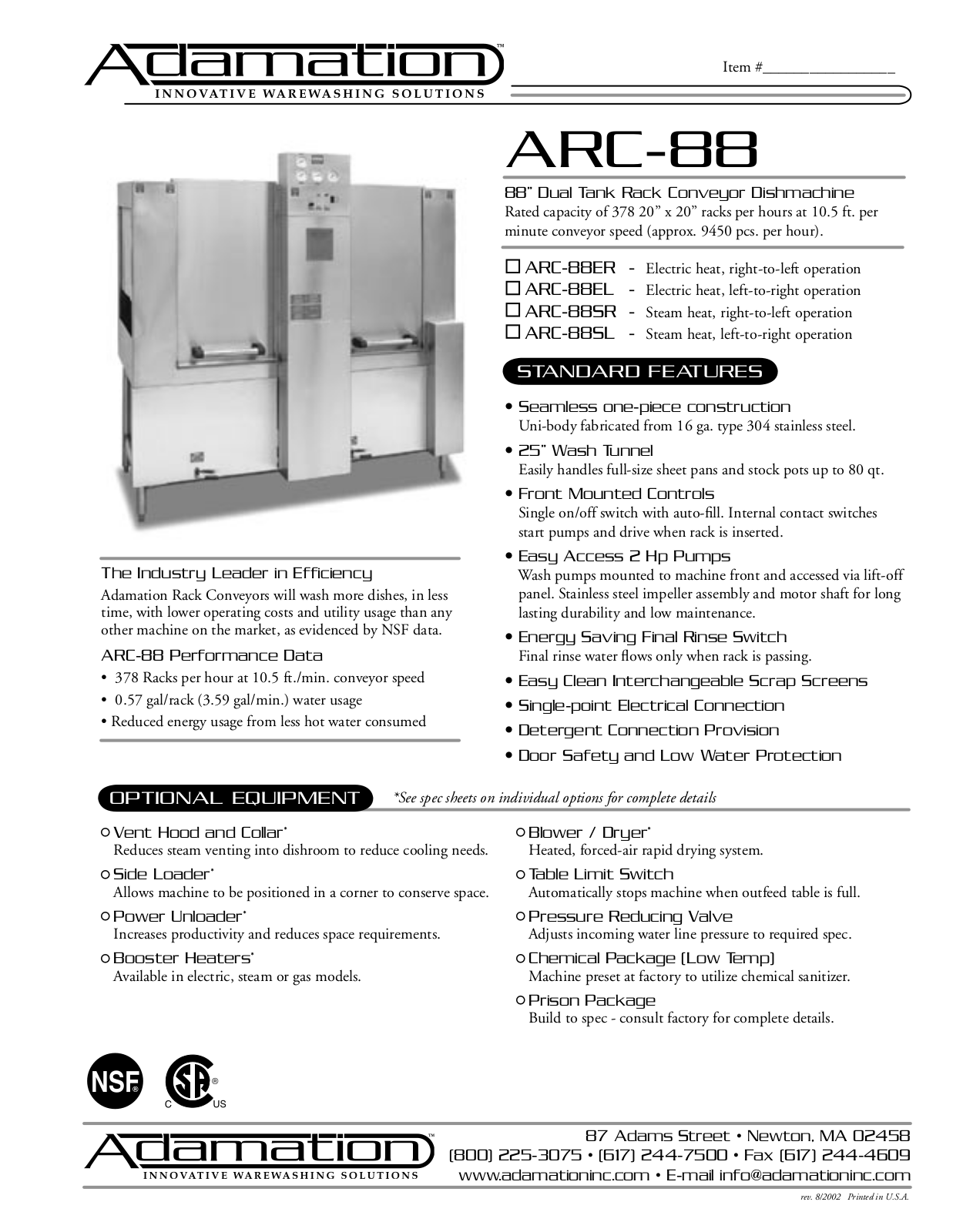 Adamation ARC-88EL, ARC-88 User Manual