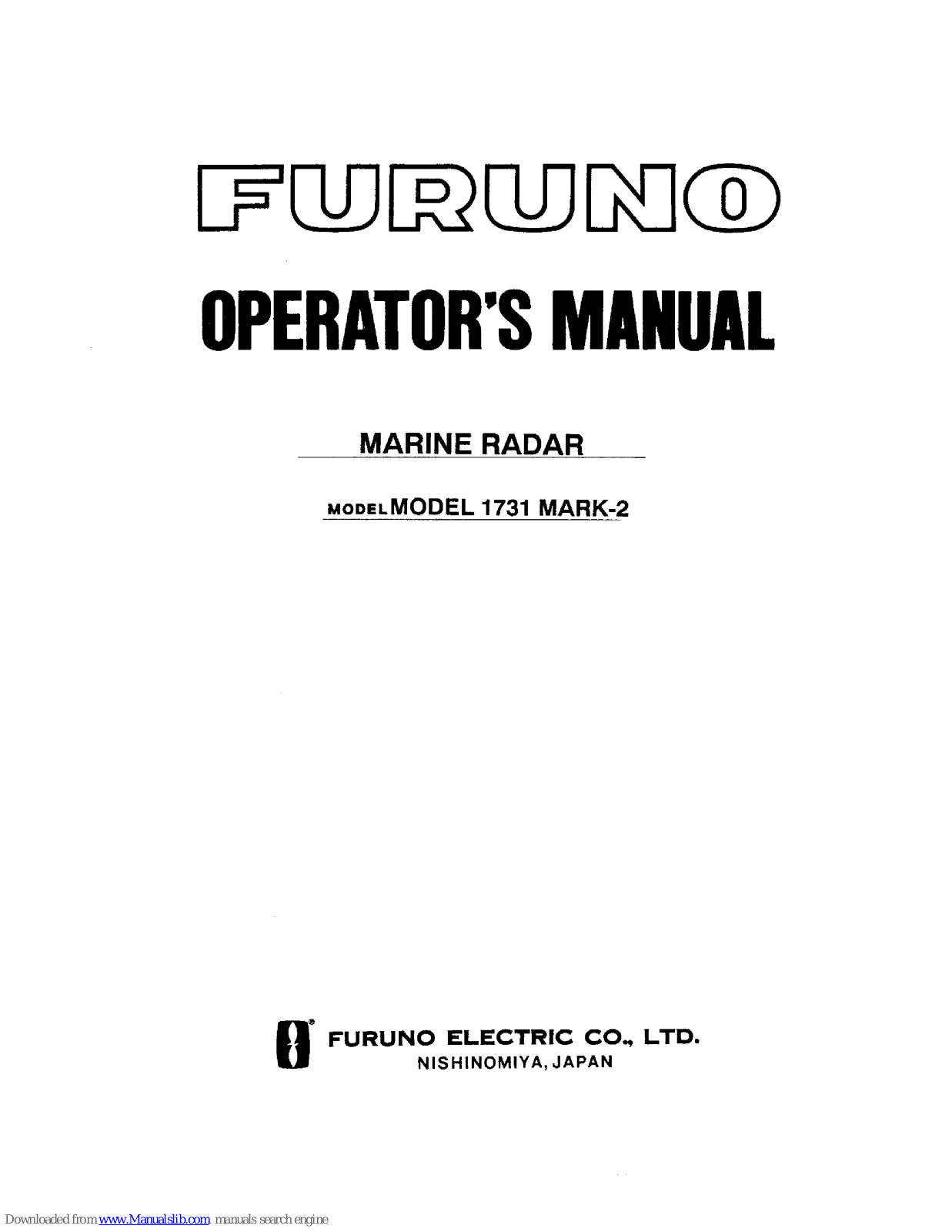 Furuno 1731 MARK-2 Operator's Manual