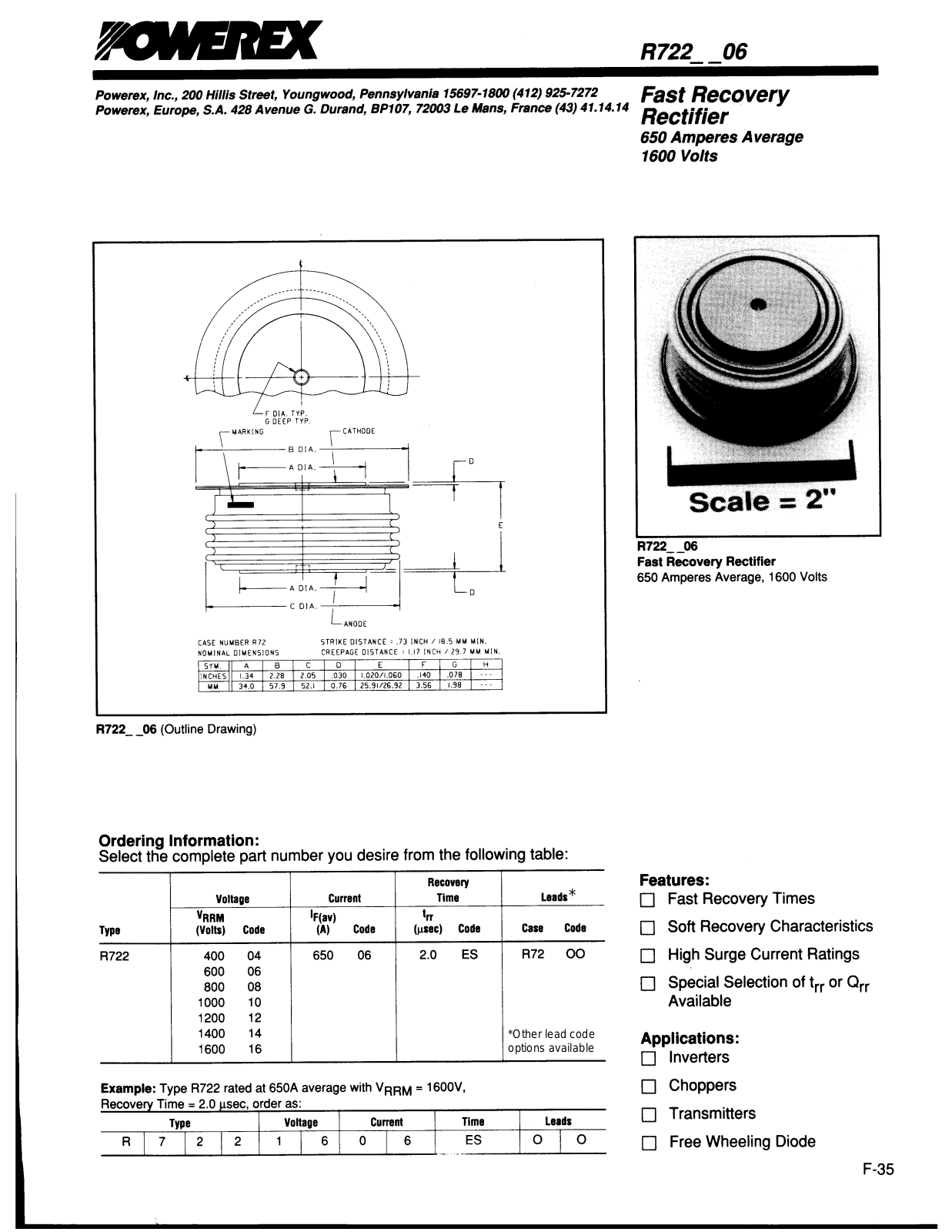 Powerex R722__06 Data Sheet