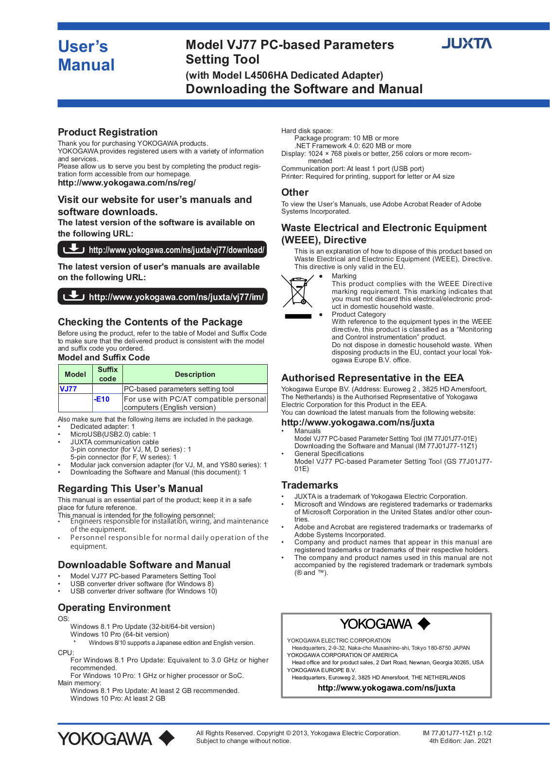 YOKOGAWA VJ77 User Manual