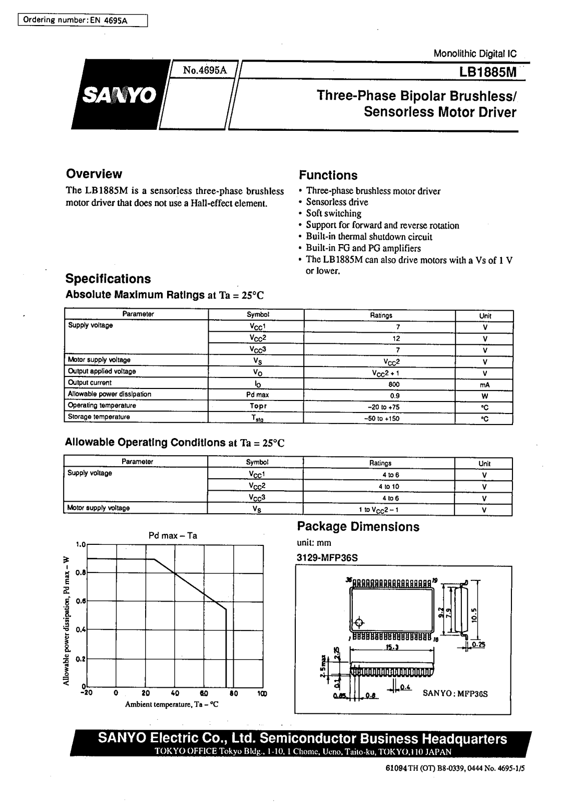 SANYO LB1885M Datasheet