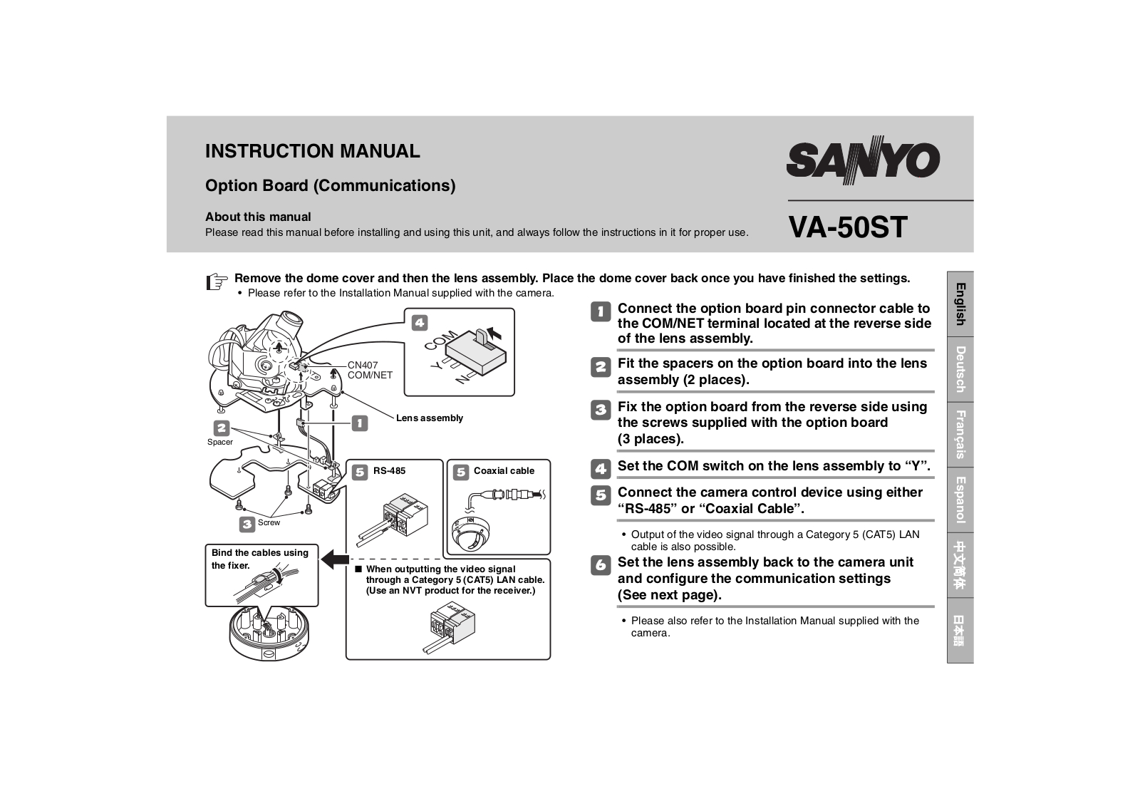 Sanyo VA-50ST Instruction Manual