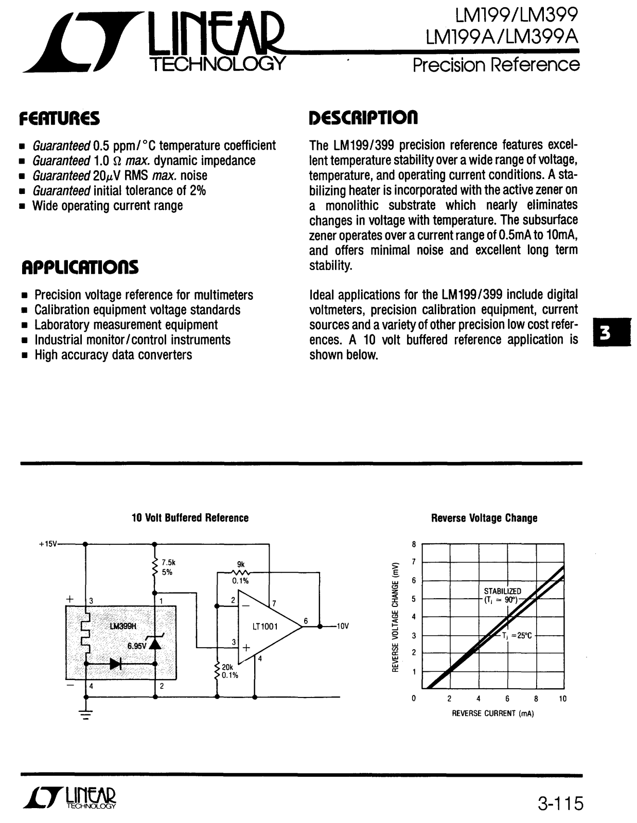 Linear Technology LM399, LM199 Datasheet