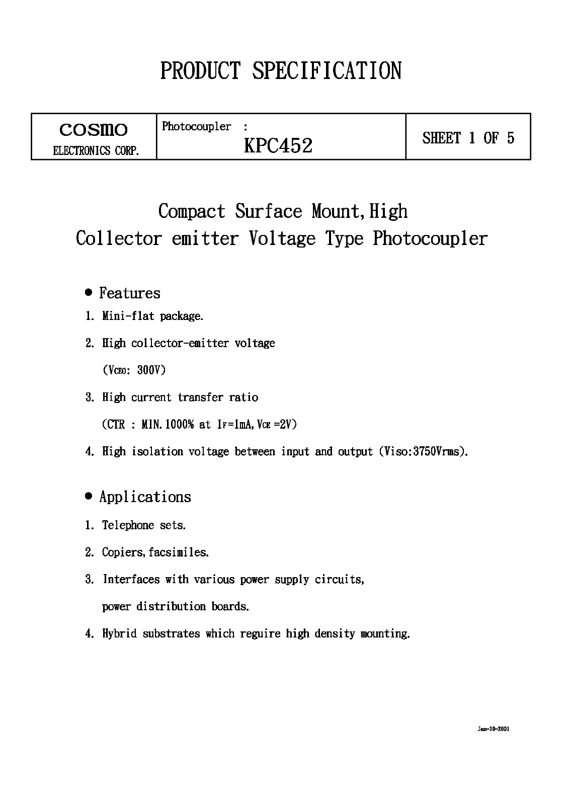 COSMO KPC452 Datasheet