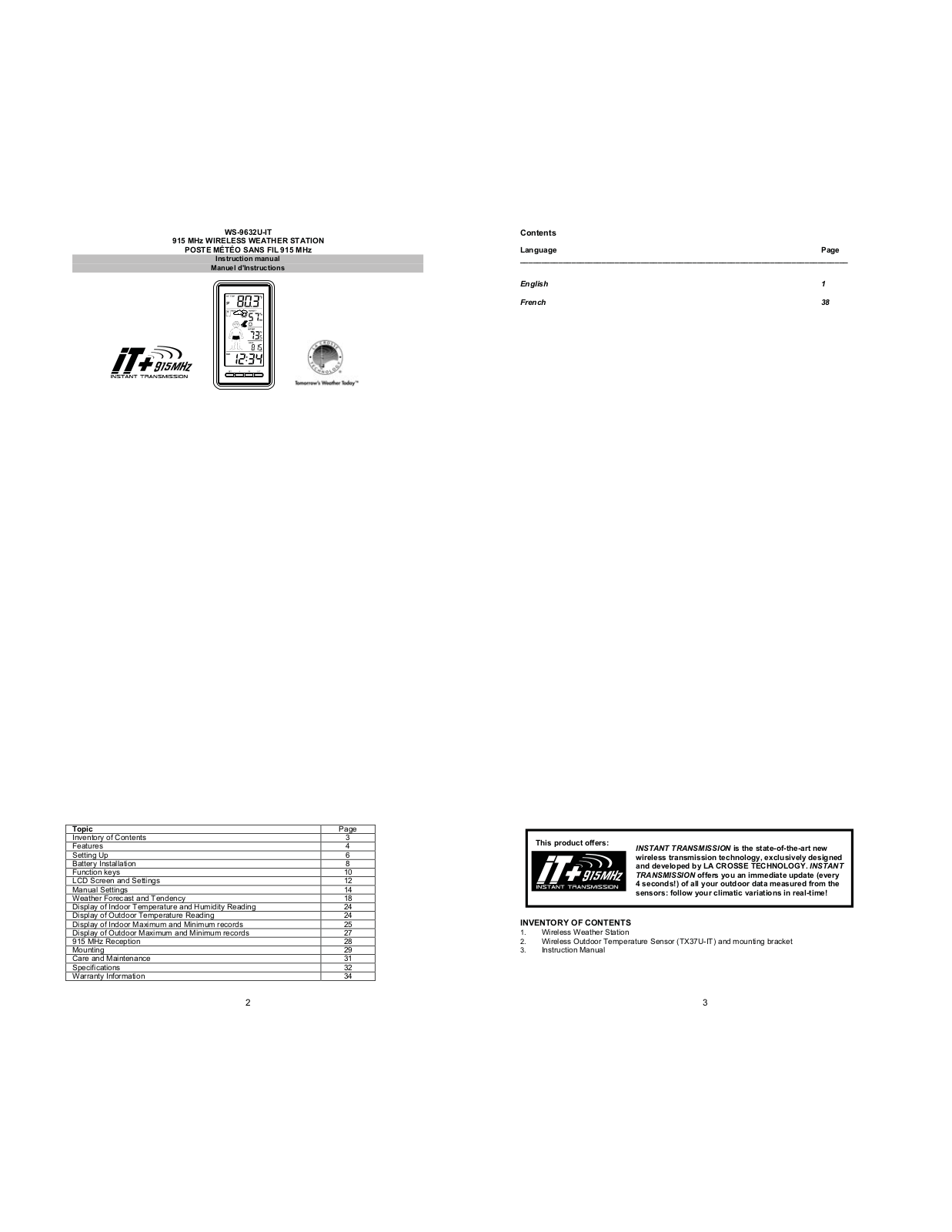 La Crosse Technology WS9632ITCA User Manual