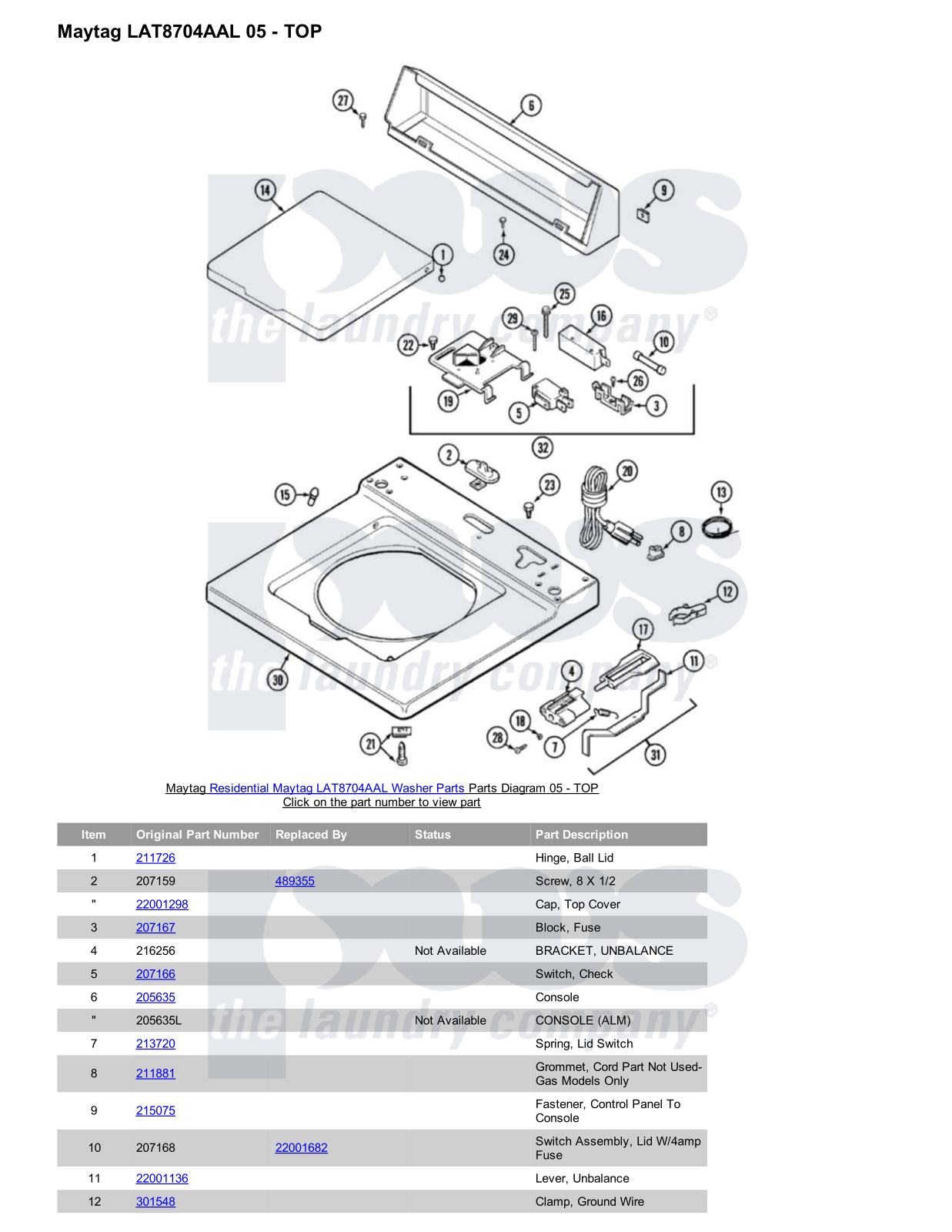 Maytag LAT8704AAL Parts Diagram