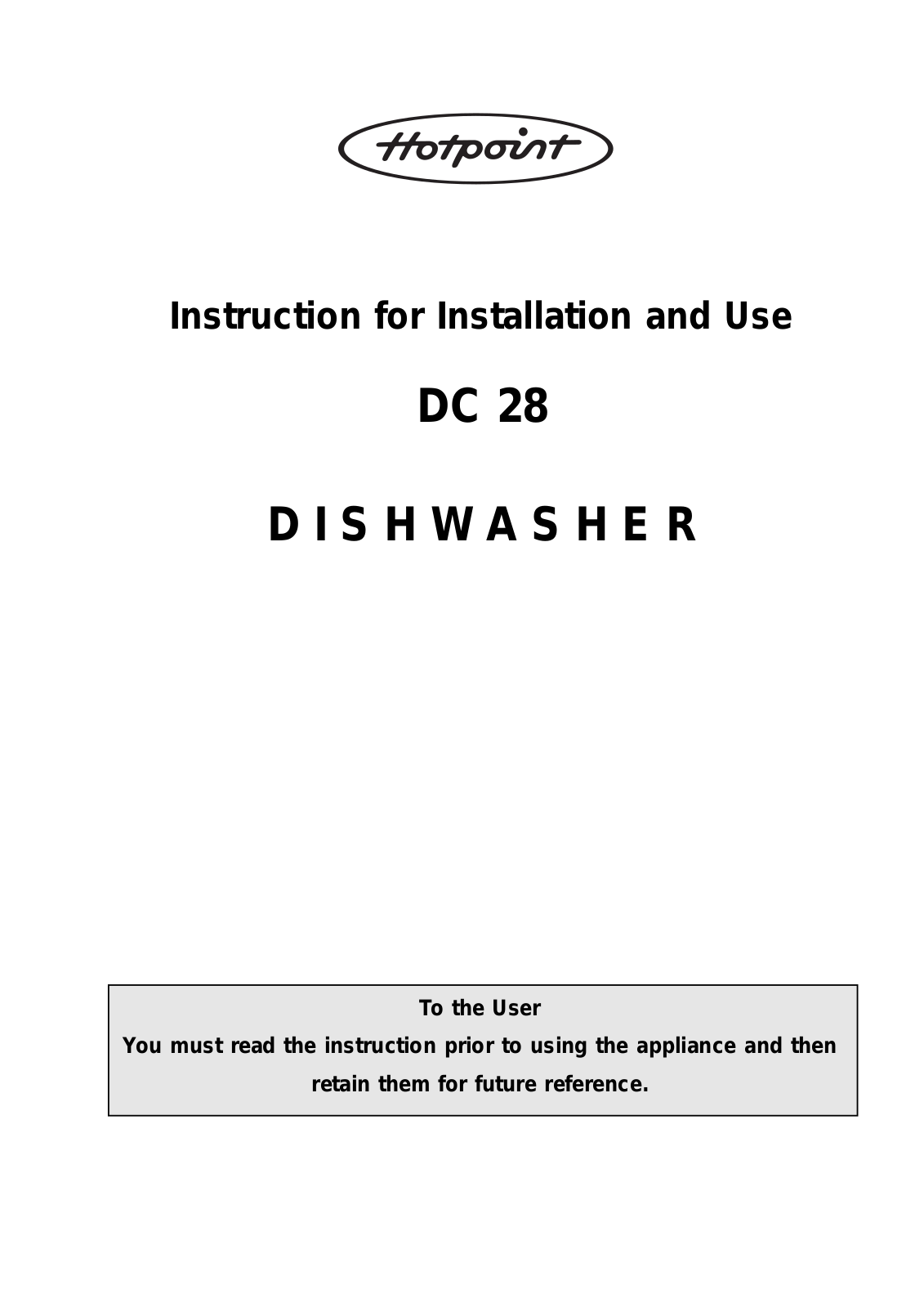 Hotpoint DC 28 User Manual