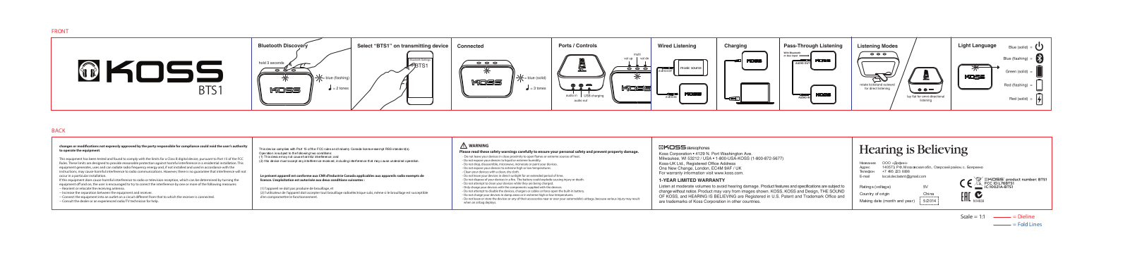 Koss BTS1 Users Manual