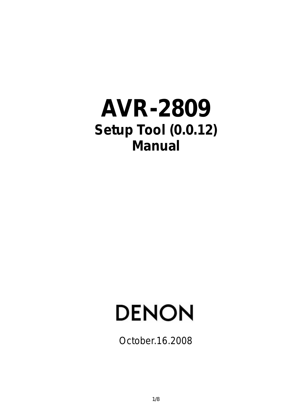 Denon AVR-2809 Service Bulletin