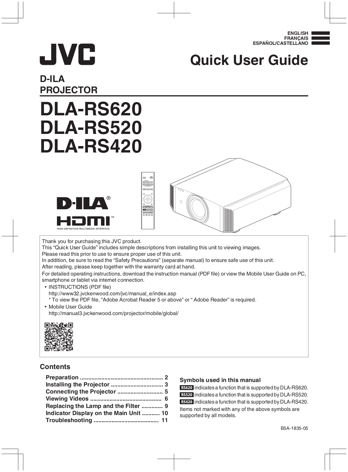 JVC DLA-RS620, DLA-RS520, DLA-RS420 Instruction