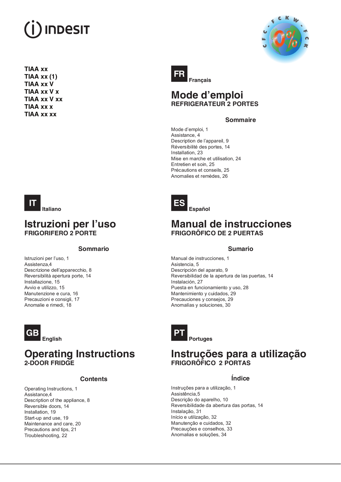 INDESIT TIAA12 User Manual