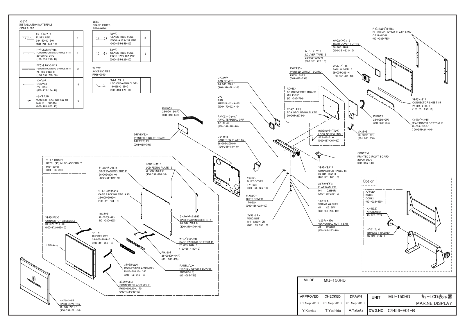 Furuno MU150HD Parts list