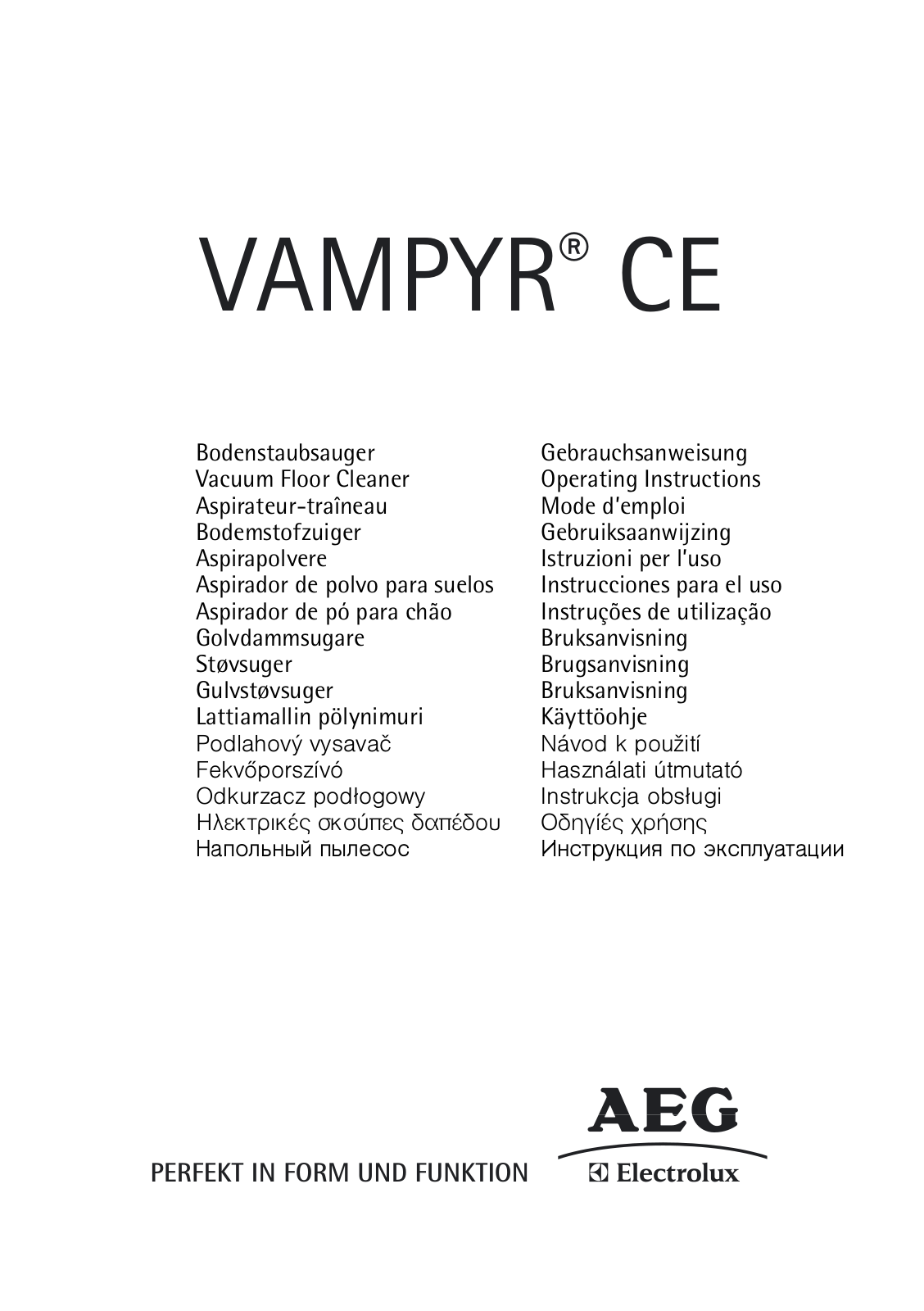AEG VAMPYR CE MEGAPOWER5, VAMPYR CE 680.0, VAMPYR CE K 4180, VAMPYR CE 692.1, VAMPYR CE 660.0 Manual