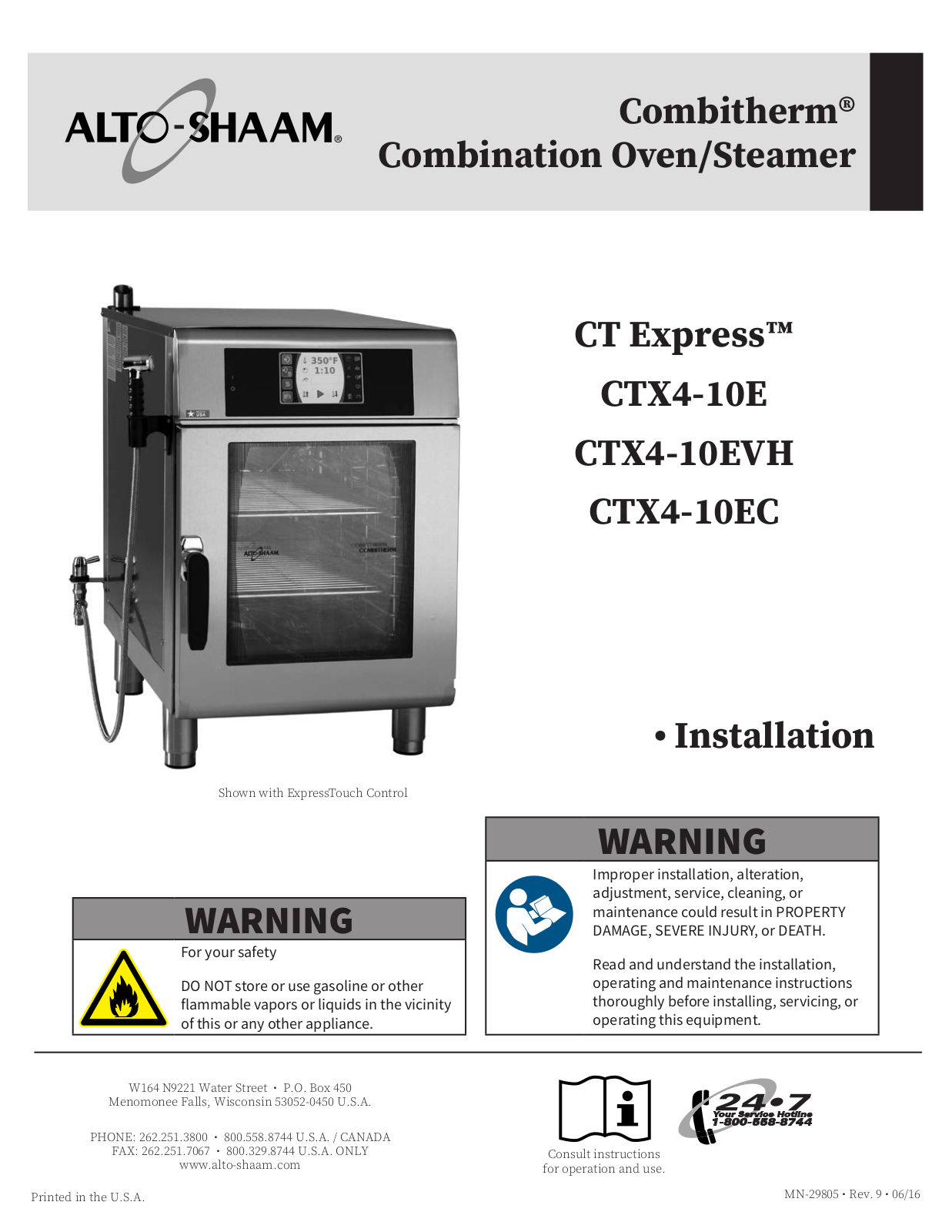 Alto Shaam CTX4-10E Installation Manual