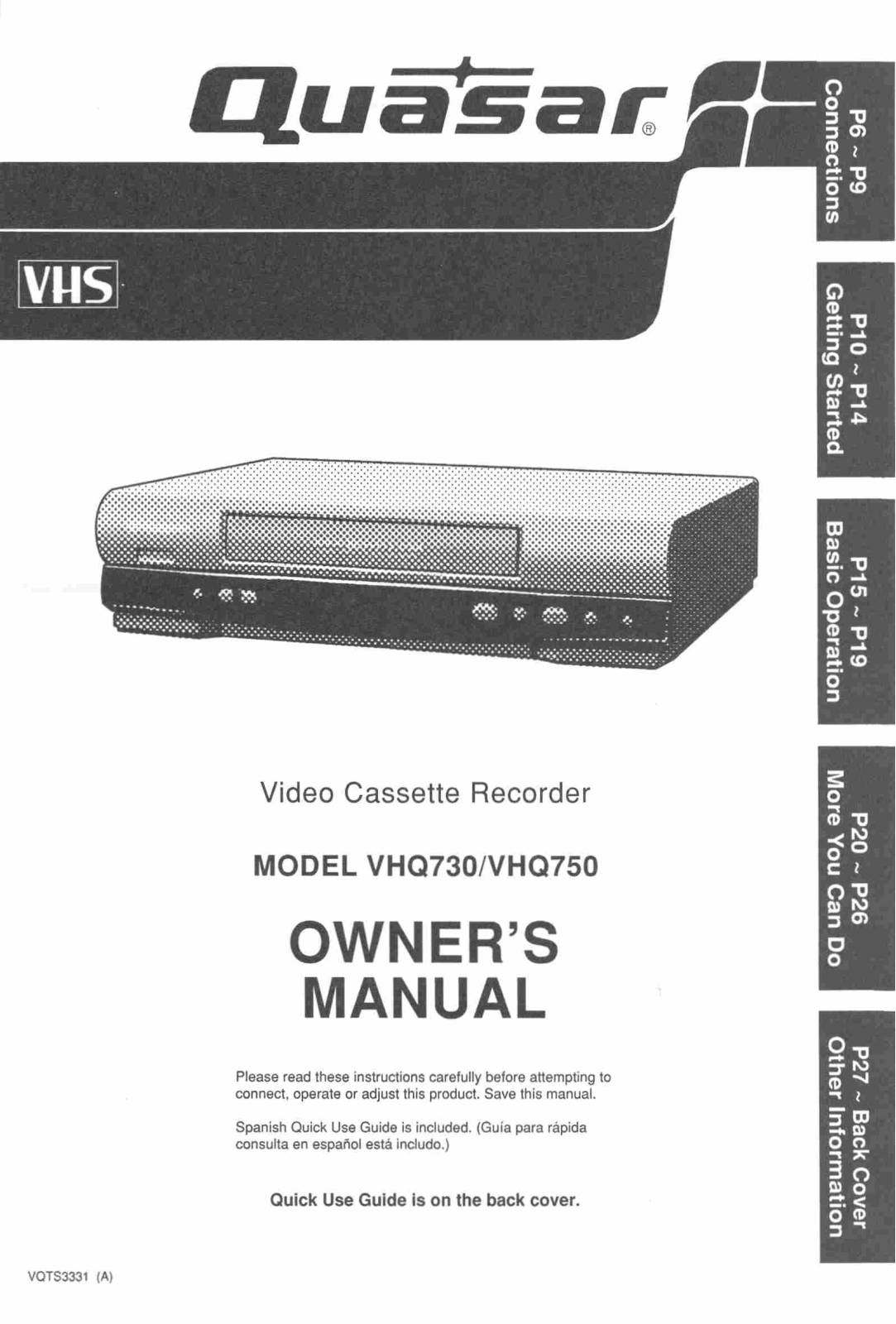 Panasonic vhq-730 Operation Manual