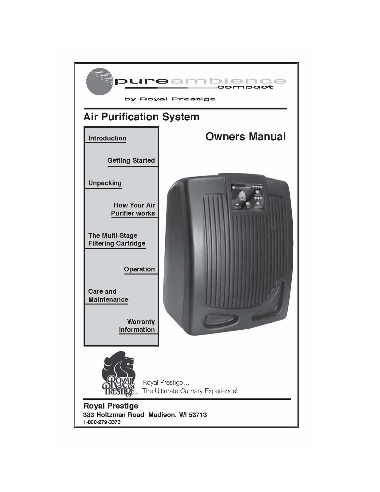 Royal Prestige Pureambience Compact User Manual