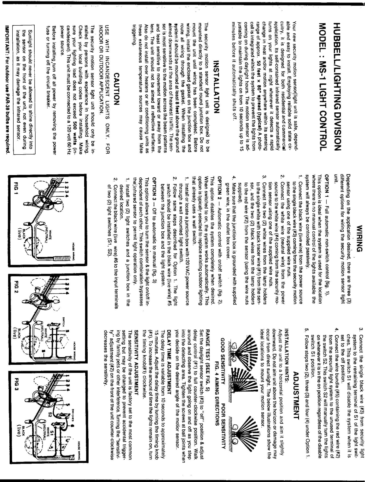 Hubbell Lighting MS1 User Manual