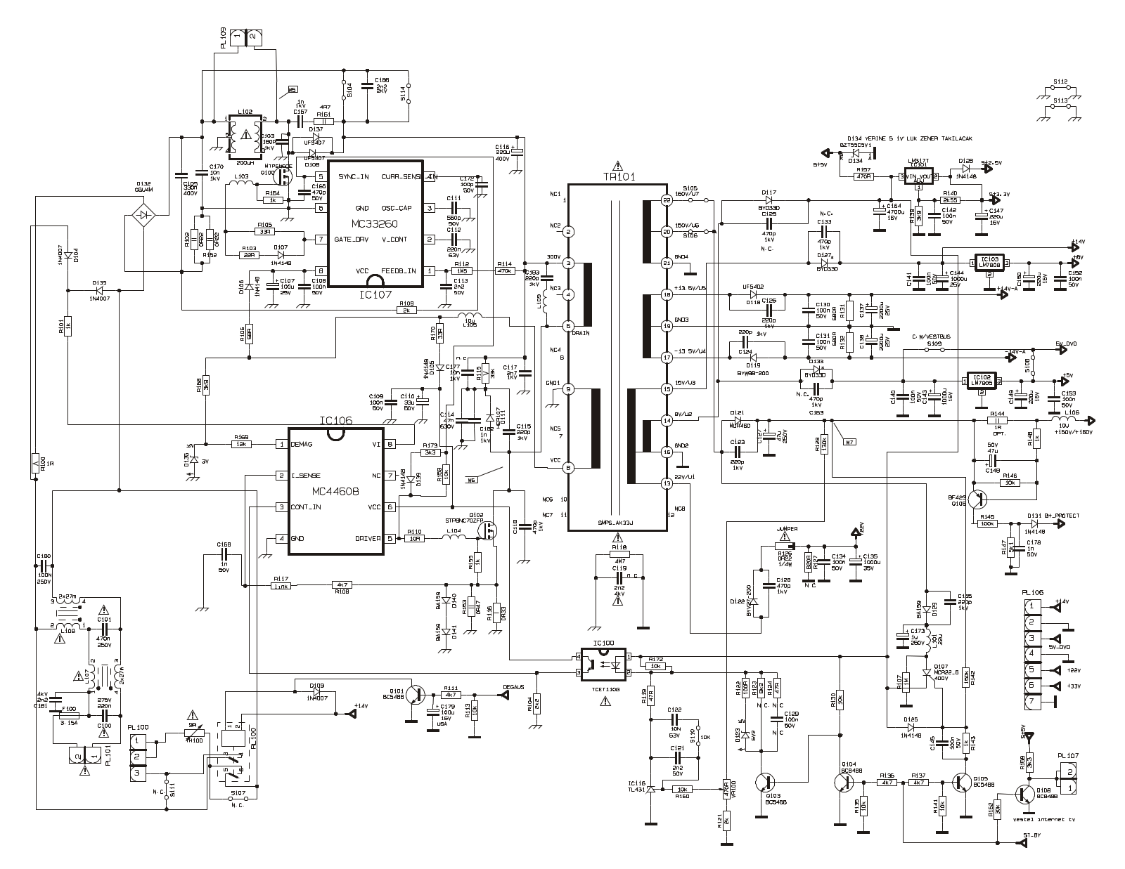 VESTEL AK33 Schematics smps