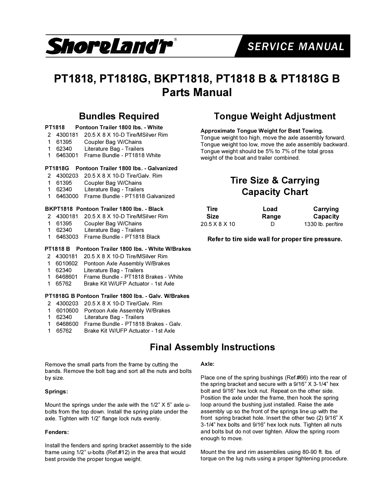 ShoreLand'r PT1818 User Manual