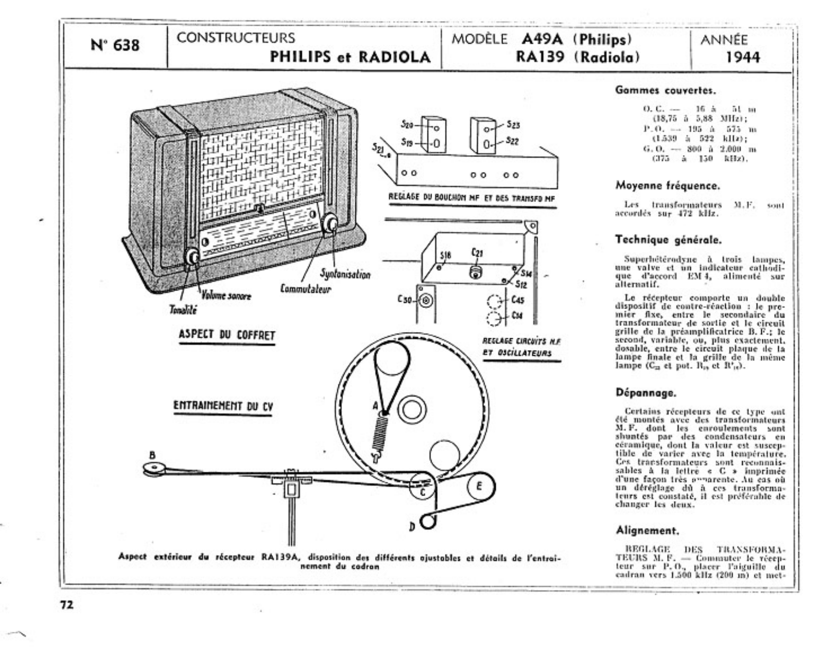 Radiola RA-139 Service Manual