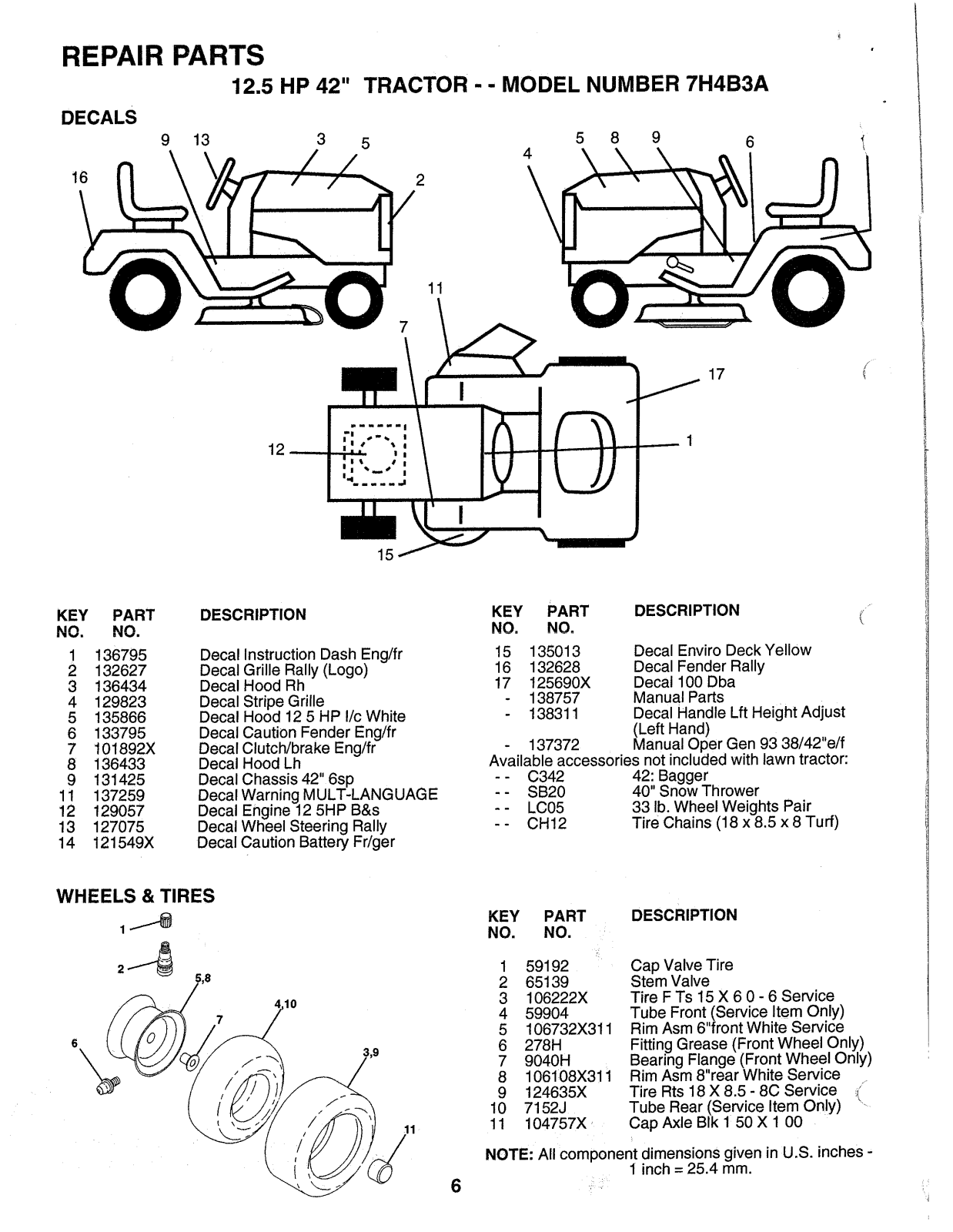 AYP 7H4B3A Parts List