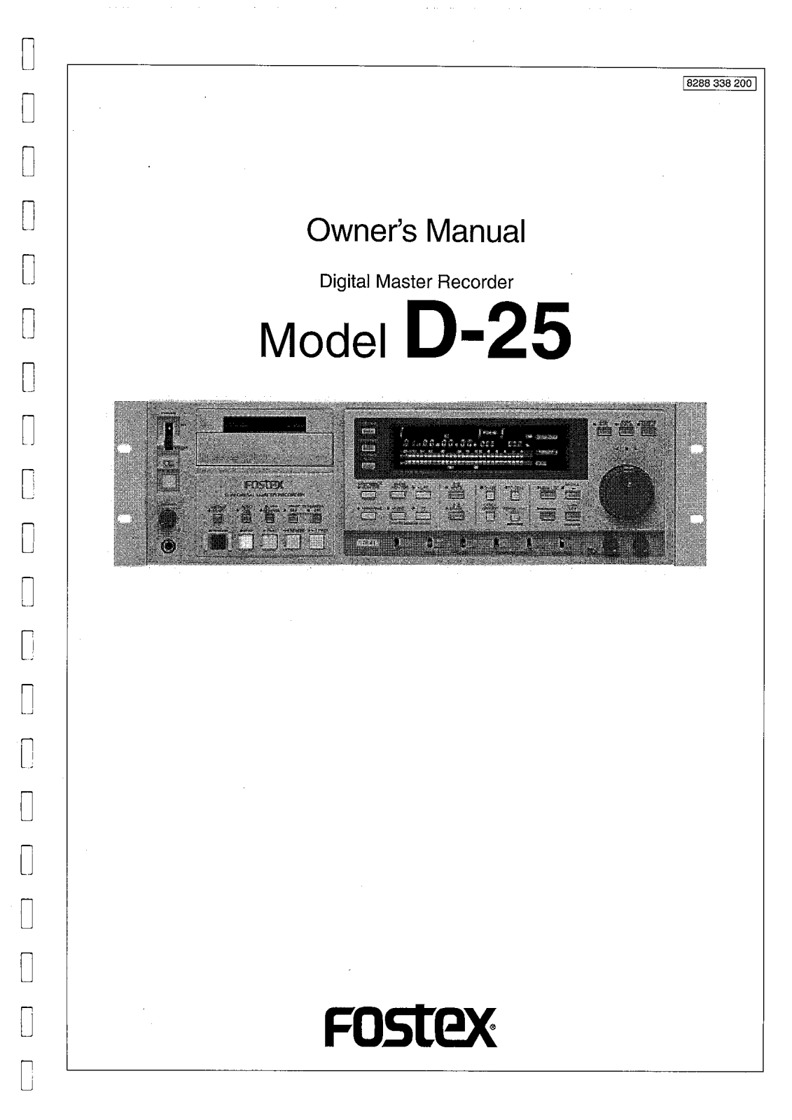 Fostex D-25 User Manual