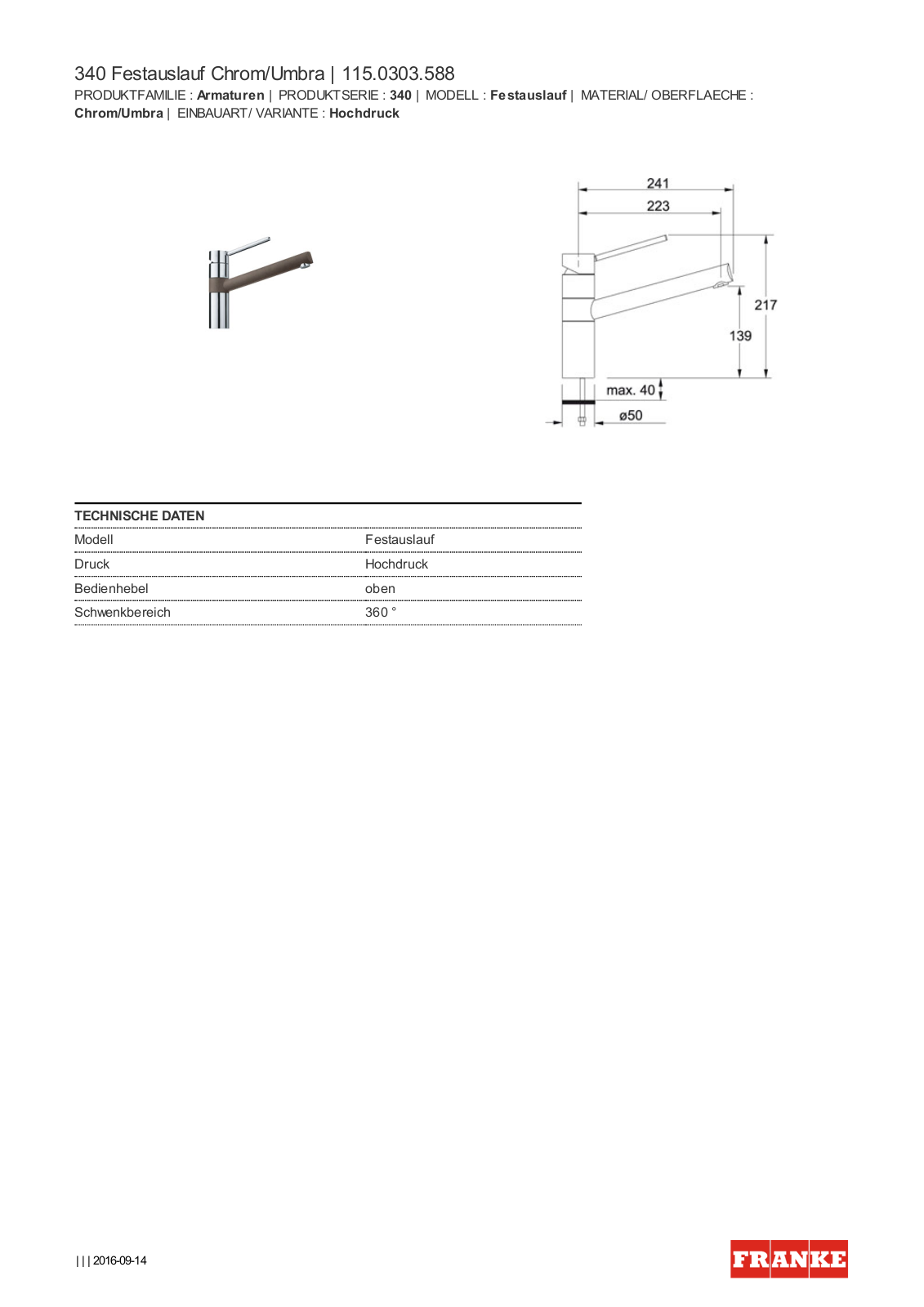 Franke 115.0303.588 Service Manual