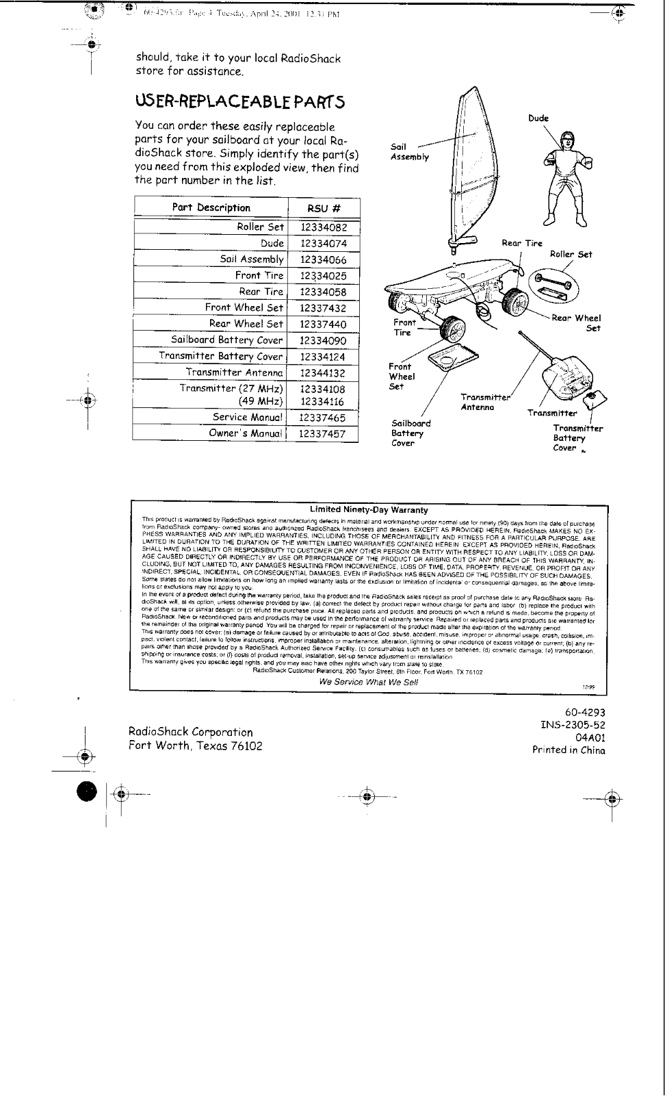 Radio Shack 6004293TX27 User Manual