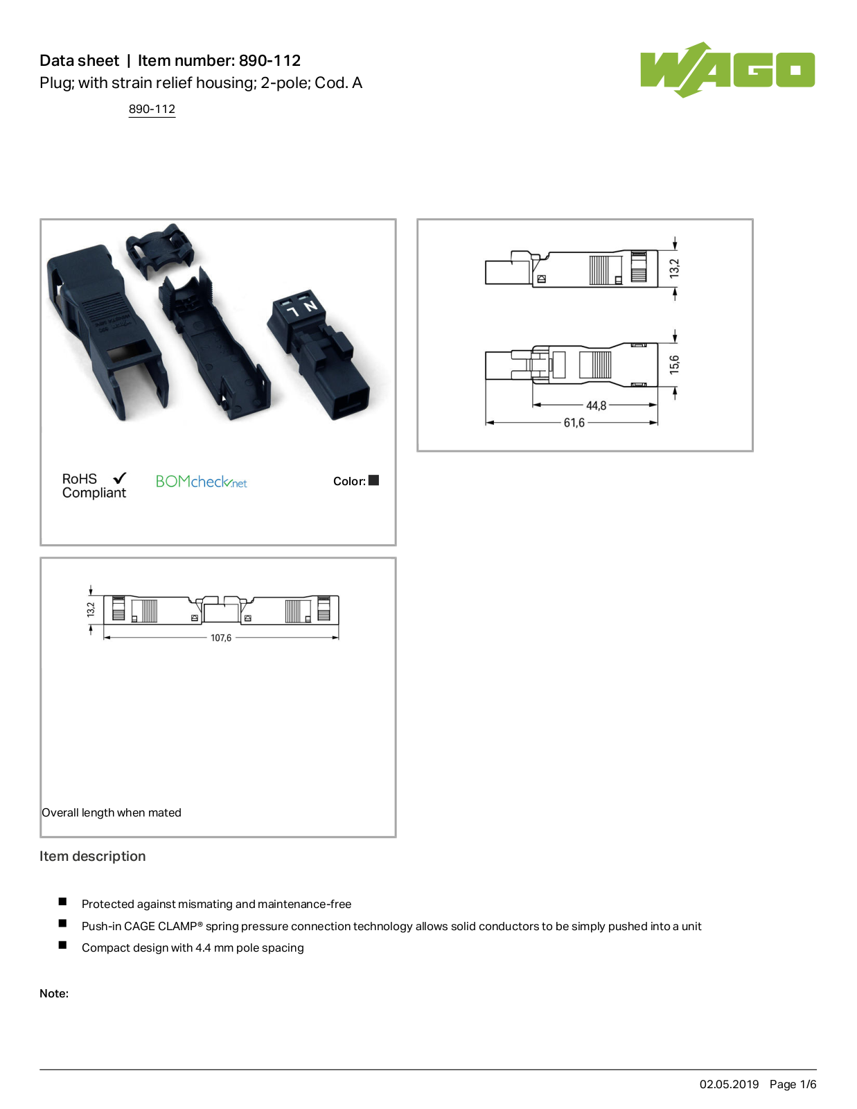 Wago 890-112 Data Sheet