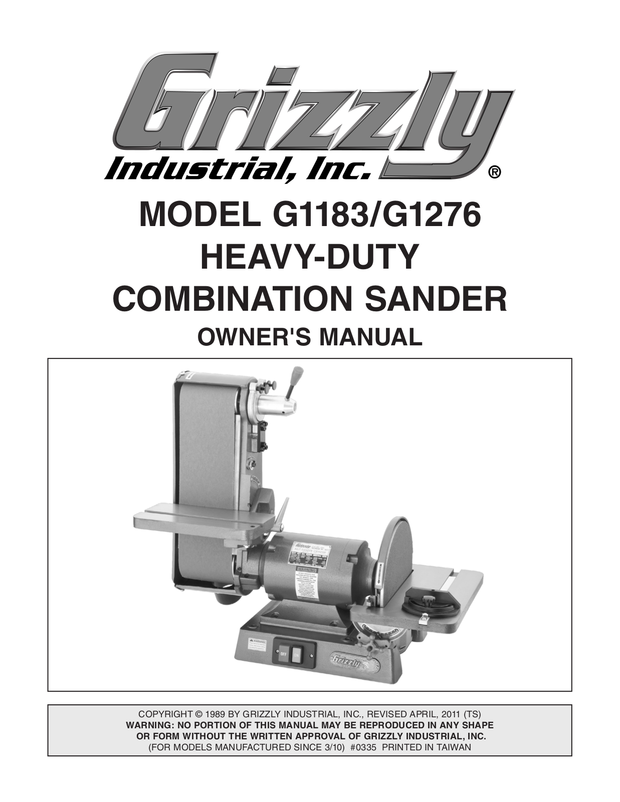 Grizzly G1183 User Manual 2